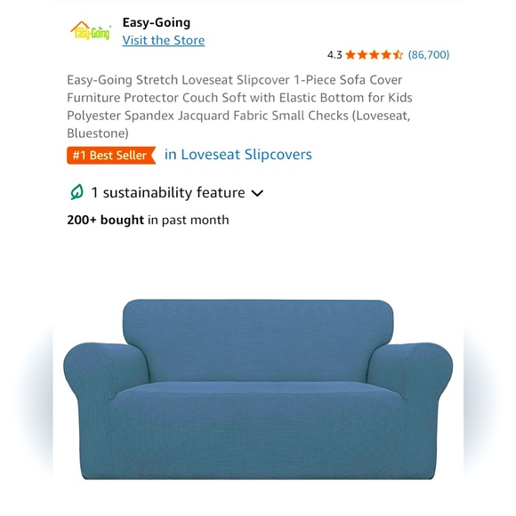 Light Blue Loveseat Sofa Slipcover - Picture 1 of 8